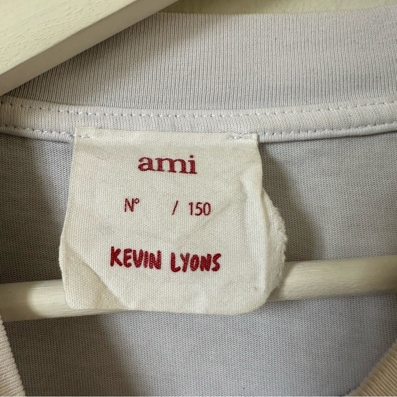 AMI Paris Heart Logo Graphic Tee Kevin Lyons Off White Size L Designer Shirt - Picture 5 of 8